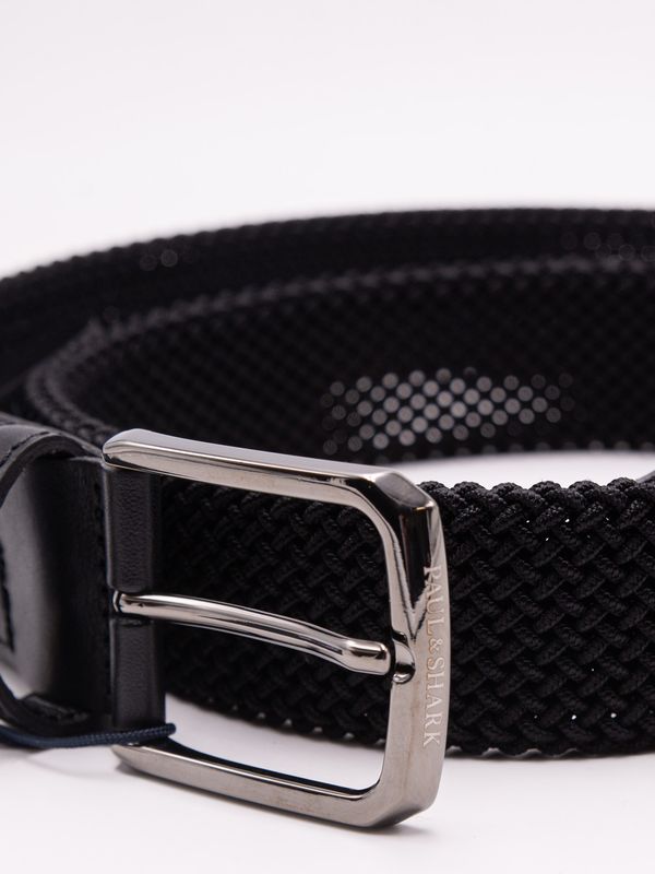 2. Paul&Shark Men's Braided Elastic Belt with Metal Buckle Black PAUL & SHARK 24416004