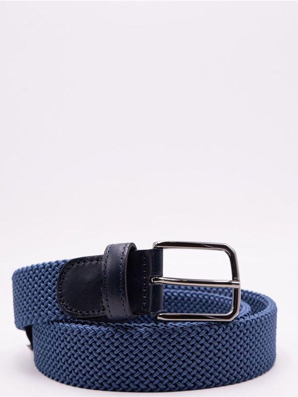 Paul&Shark Men's Braided Elastic Belt with Metal Buckle Powder Blue PAUL & SHARK
