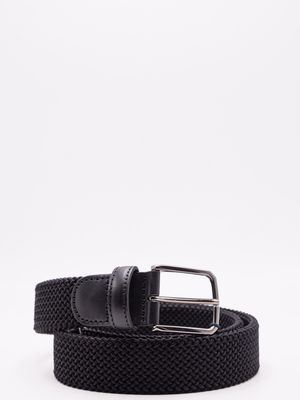 1. Paul&Shark Men's Braided Elastic Belt with Metal Buckle Black