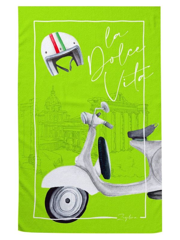 1. Serviette de plage en coton Zeybra La Dolce Vita avec imprimé Vespa Fluo vert ZEYBRA auq613