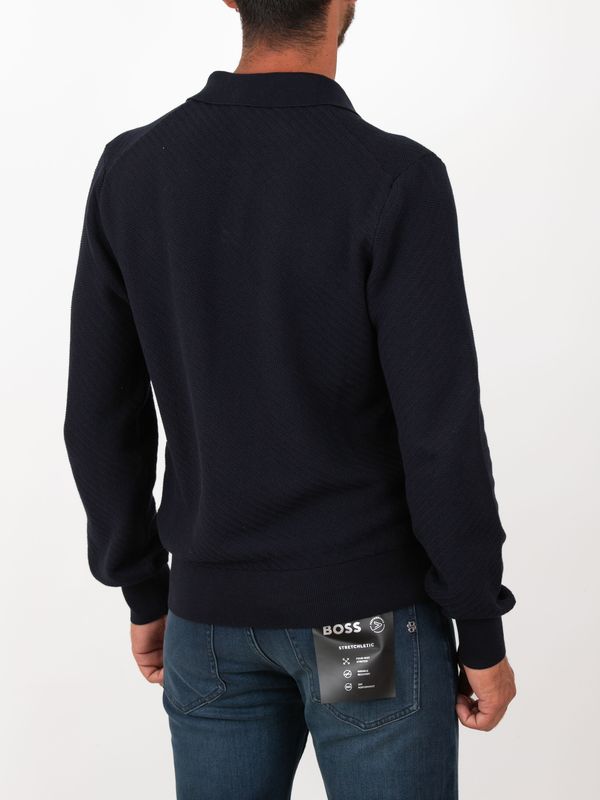 3. BOSS Men's Polo Shirt with Polo Collar and Textured Workmanship Blue BOSS 50565511