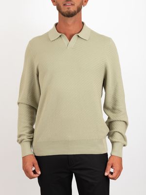 1. Polo homme BOSS avec col polo et finitions texturées Vert sauge