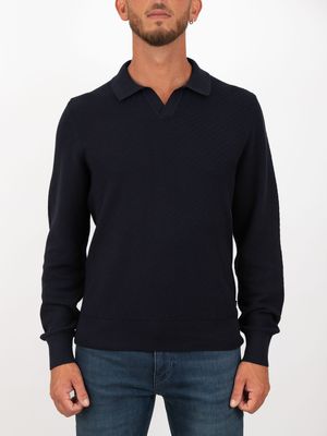 1. BOSS Men's Polo Shirt with Polo Collar and Textured Workmanship Blue
