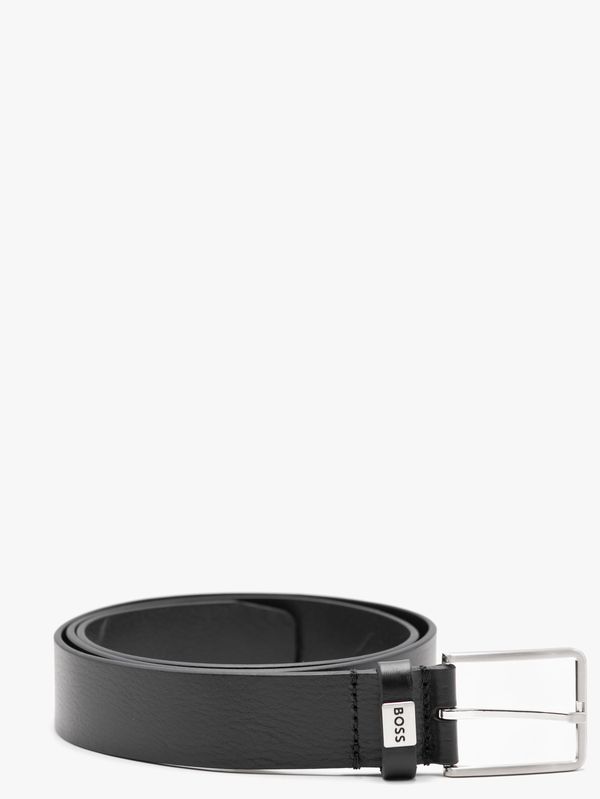 Cintura Uomo BOSS in Pelle con Fibbia Classica e Dettaglio Logo Nero BOSS