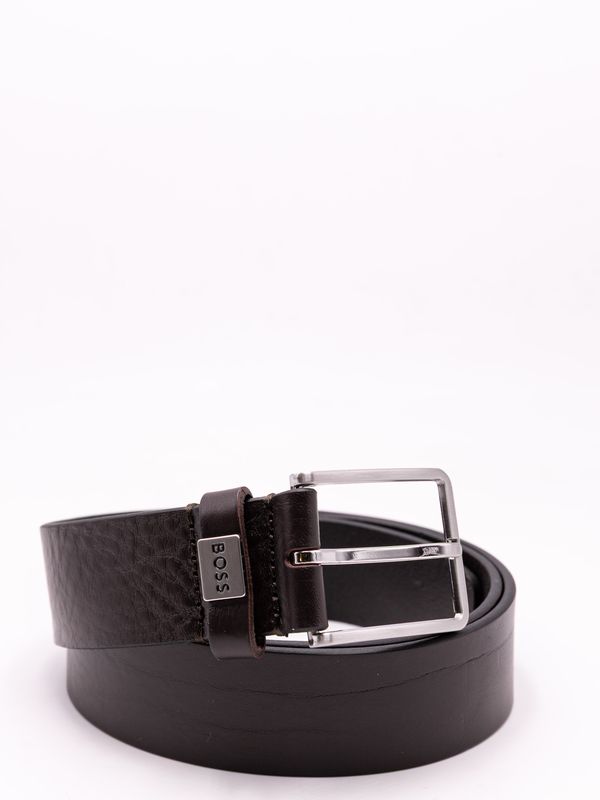 Cintura Uomo BOSS in Pelle con Fibbia Classica e Dettaglio Logo Marrone BOSS