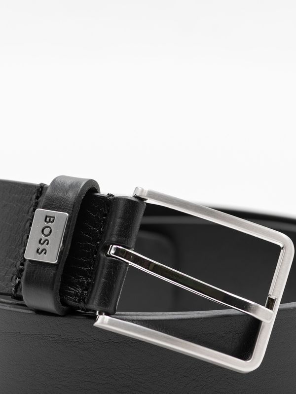 3. BOSS Men's Leather Belt with Classic Buckle and Logo Detail Black BOSS 50529898