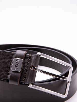 3. Cintura Uomo BOSS in Pelle con Fibbia Classica e Dettaglio Logo Marrone