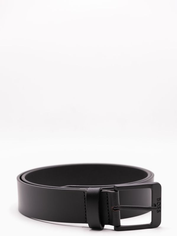 Cintura Uomo BOSS in Pelle con Fibbia Logata Nero BOSS