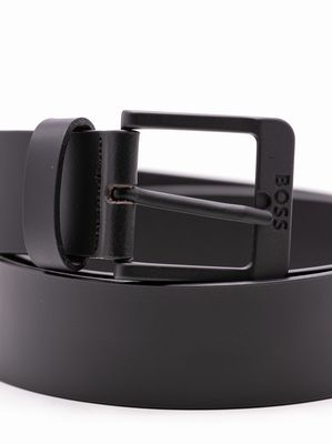 3. BOSS Men's Leather Belt with Logo Buckle Black