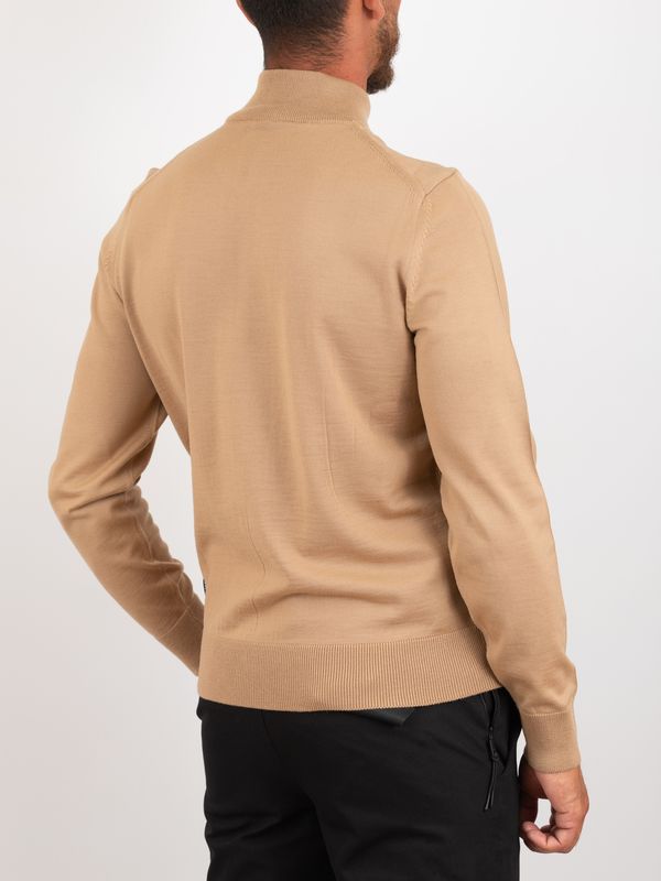 3. Pull en laine pour homme BOSS, col montant et demi-zip Beige BOSS 50565499