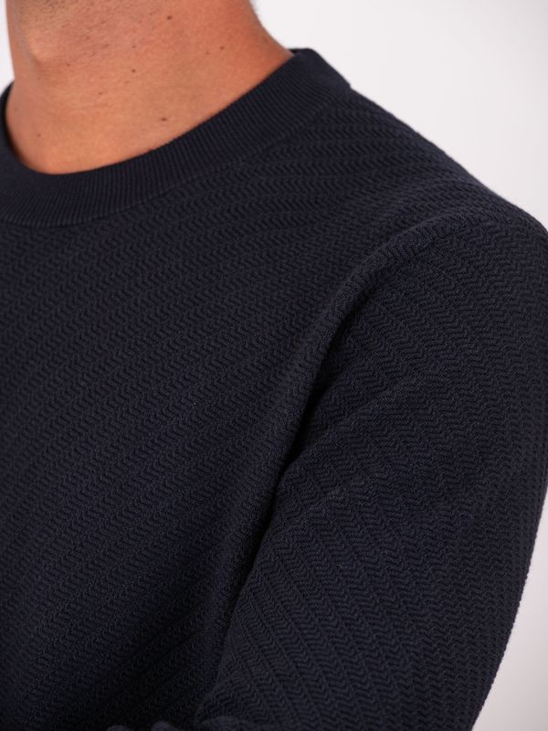 4. BOSS Men's Crew Neck Cotton Sweater with Jacquard Workmanship Blue BOSS 50565565