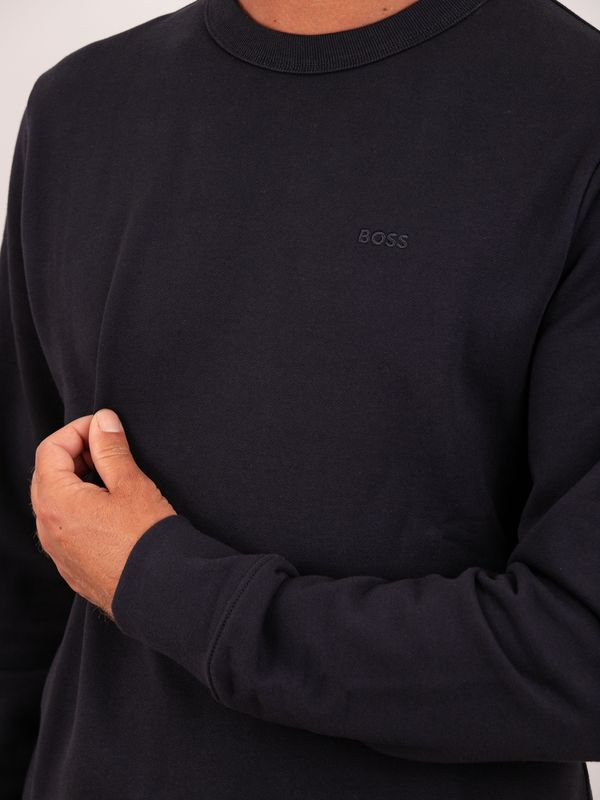 4. BOSS Men's Crewneck Cotton Sweatshirt with Embroidered Logo Blue BOSS 50546387