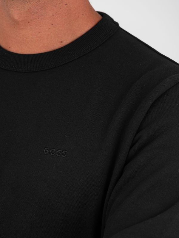 5. BOSS Men's Crewneck Cotton Sweatshirt with Embroidered Logo Black BOSS 50546387