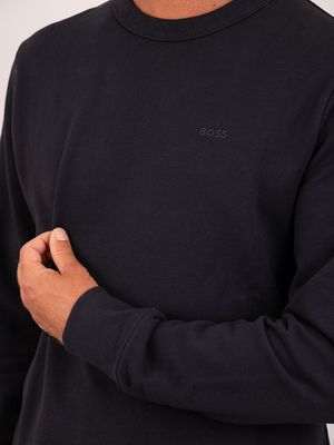 4. BOSS Men's Crewneck Cotton Sweatshirt with Embroidered Logo Blue