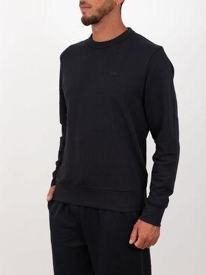 2. BOSS Men's Crewneck Cotton Sweatshirt with Embroidered Logo Blue