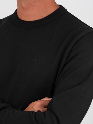 4. BOSS Men's Crewneck Cotton Sweatshirt with Embroidered Logo Black