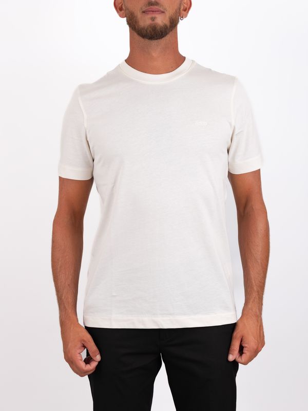 BOSS Men's Slim Fit Cotton T-Shirt with Embroidered Logo White BOSS
