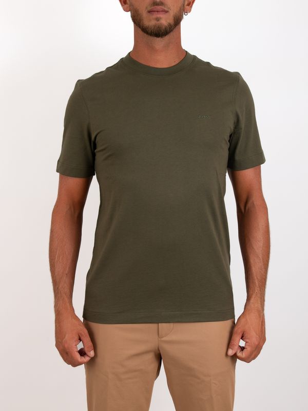 BOSS Men's Slim Fit Cotton T-Shirt with Embroidered Logo Green BOSS