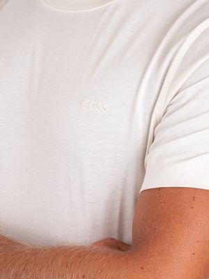 4. T-shirt BOSS pour homme, coupe ajustée, en coton, avec logo brodé Blanc