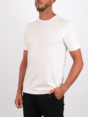 2. T-shirt BOSS pour homme, coupe ajustée, en coton, avec logo brodé Blanc