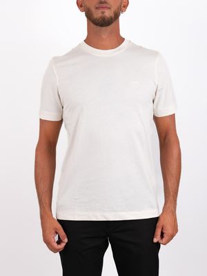 1. T-shirt BOSS pour homme, coupe ajustée, en coton, avec logo brodé Blanc