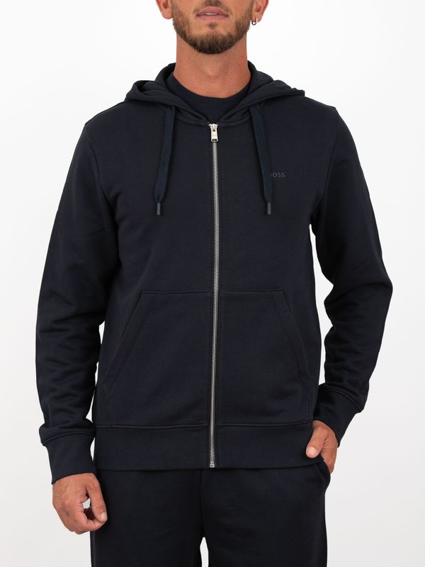 BOSS Men's Cotton Zip-Up Hoodie Blue BOSS
