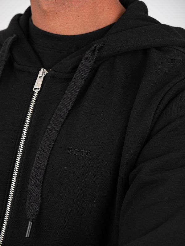 4. BOSS Men's Cotton Zip-Up Hoodie Black BOSS 50546405