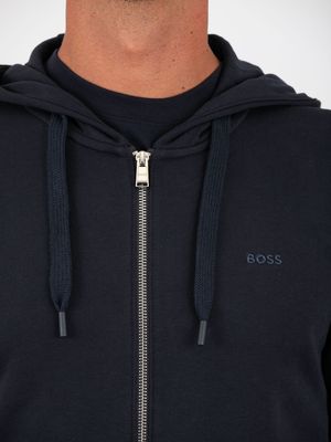 4. BOSS Men's Cotton Zip-Up Hoodie Blue