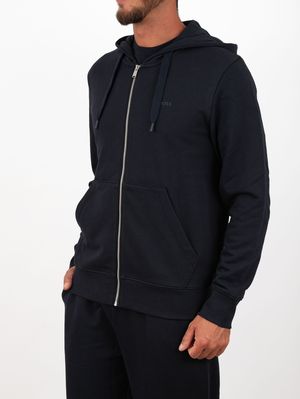 2. BOSS Men's Cotton Zip-Up Hoodie Blue