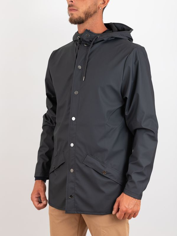 2. Rains Jacket Men's Waterproof Jacket PU Fabric Blue RAINS 12010