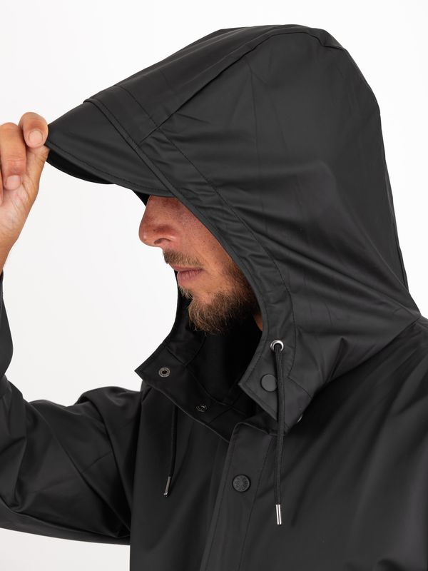 4. Rains Unisex Long Rain Jacket in Waterproof PU Fabric Black RAINS 12020