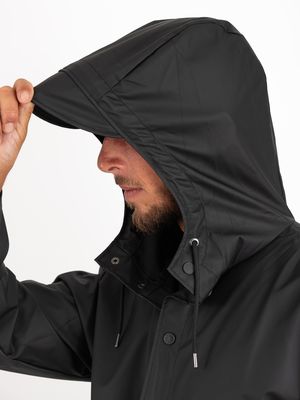 4. Veste de pluie longue unisexe Rains en tissu PU imperméable Noir
