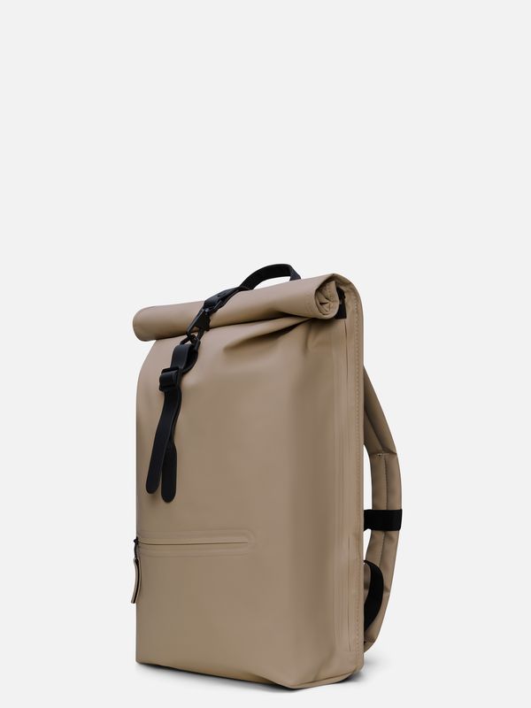 2. Rains Rolltop Rucksack with roll-top opening and carabiner closure Beige RAINS 13320