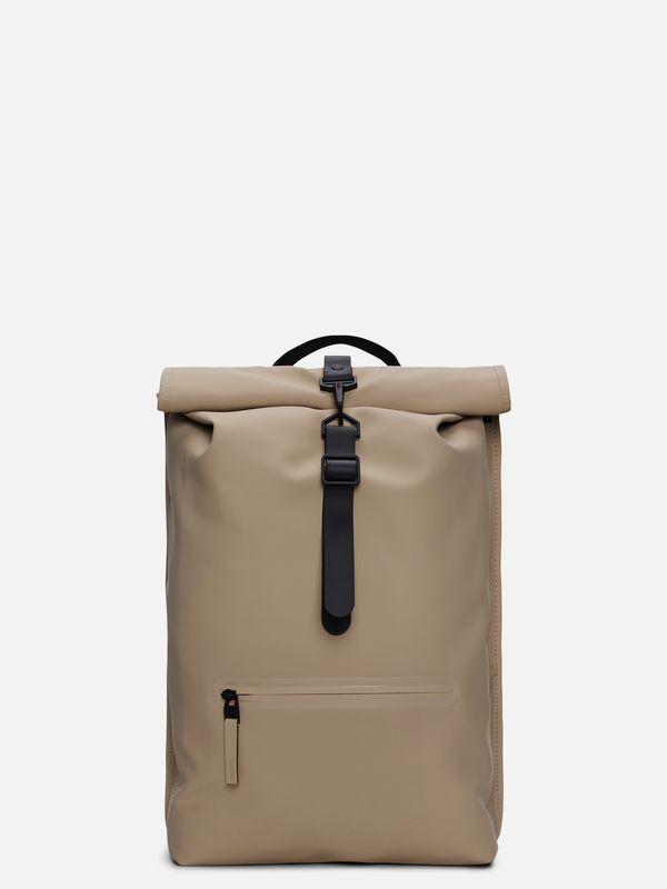 1. Rains Rolltop Rucksack with roll-top opening and carabiner closure Beige RAINS 13320