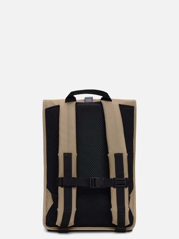 3. Rains Rolltop Rucksack with roll-top opening and carabiner closure Beige RAINS 13320