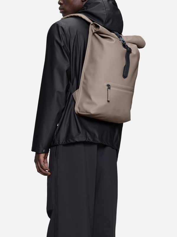 4. Rains Rolltop Rucksack with roll-top opening and carabiner closure Cinder RAINS 13320