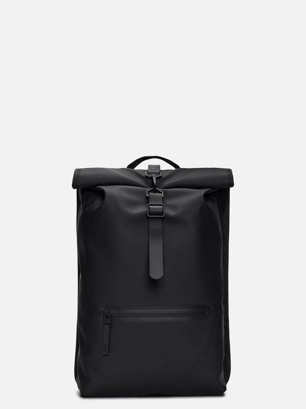 1. Rains Rolltop Rucksack with roll-top opening and carabiner closure Black RAINS 13320