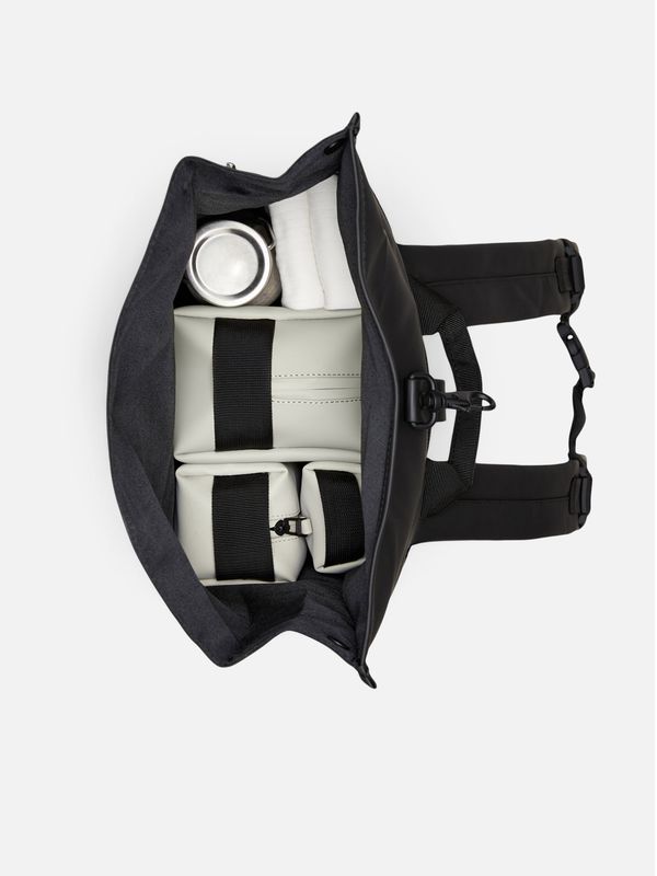 5. Rains Rolltop Rucksack with roll-top opening and carabiner closure Black RAINS 13320