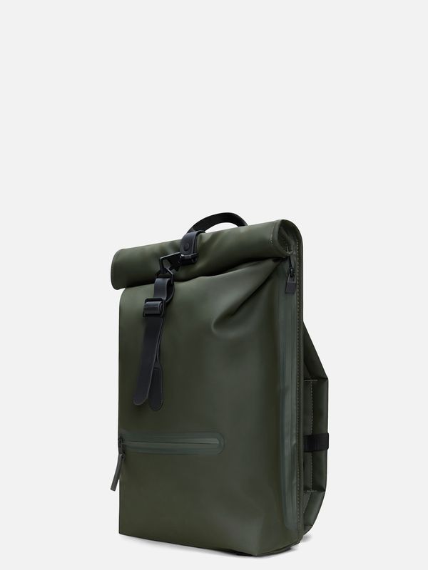 2. Rains Rolltop Rucksack with roll-top opening and carabiner closure Green RAINS 13320