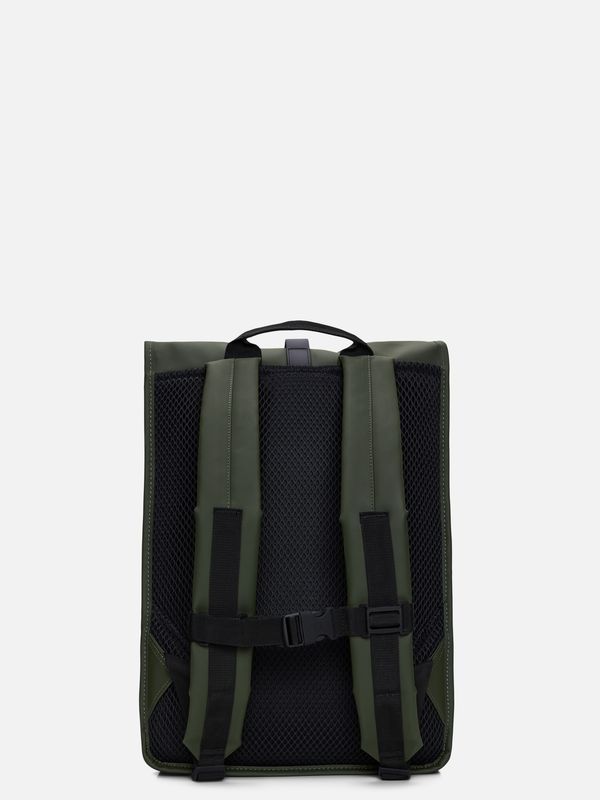 3. Rains Rolltop Rucksack with roll-top opening and carabiner closure Green RAINS 13320