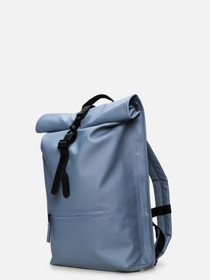 2. Rains Rolltop Rucksack with roll-top opening and carabiner closure Blue Dusk