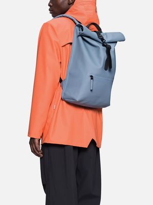 4. Rains Rolltop Rucksack with roll-top opening and carabiner closure Blue Dusk