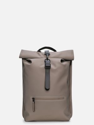 1. Rains Rolltop Rucksack with roll-top opening and carabiner closure Cinder