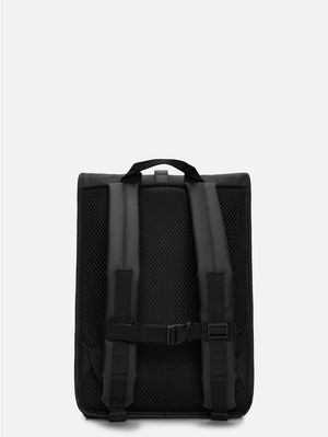 3. Rains Rolltop Rucksack with roll-top opening and carabiner closure Black