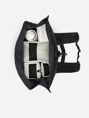 5. Rains Rolltop Rucksack with roll-top opening and carabiner closure Black