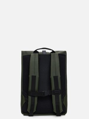 3. Rains Rolltop Rucksack with roll-top opening and carabiner closure Green