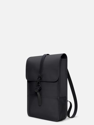 2. Rains Puffed Backpack Mini with spacious main compartment Black