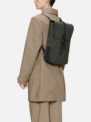 4. Rains Puffed Backpack Mini with spacious main compartment Green