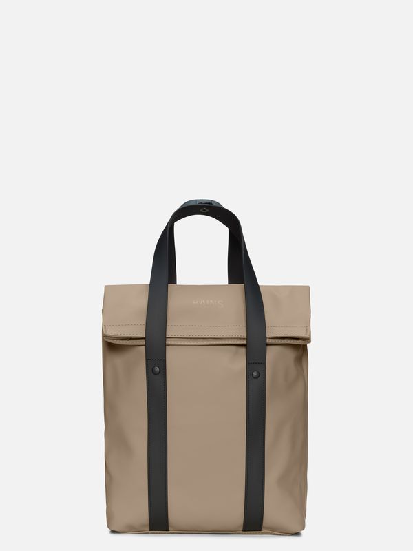 1. Rains 2 Way Tote Backpack Mini with Fold-Over Top Closure Beige RAINS 12780