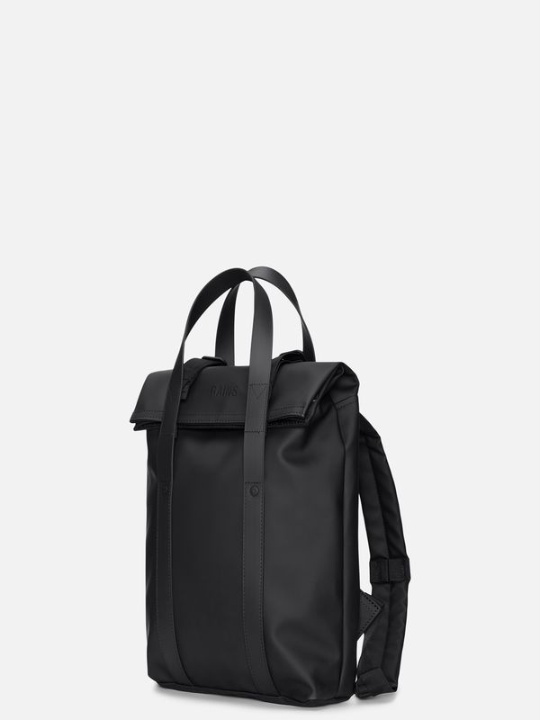 2. Rains 2 Way Tote Backpack Mini with Fold-Over Top Closure Black RAINS 12780